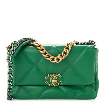 Chanel Lambskin Quilted Medium Chanel 19 Flap Green 1 of 11