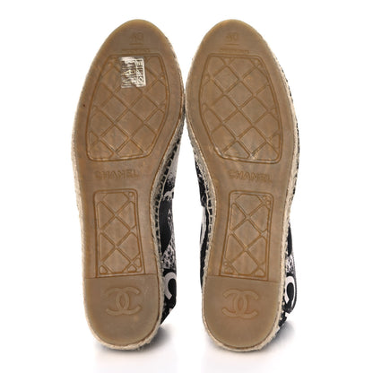Chanel Printed Canvas Grosgrain 31 Rue Cambon Espadrilles 40 Black White 4 of 9