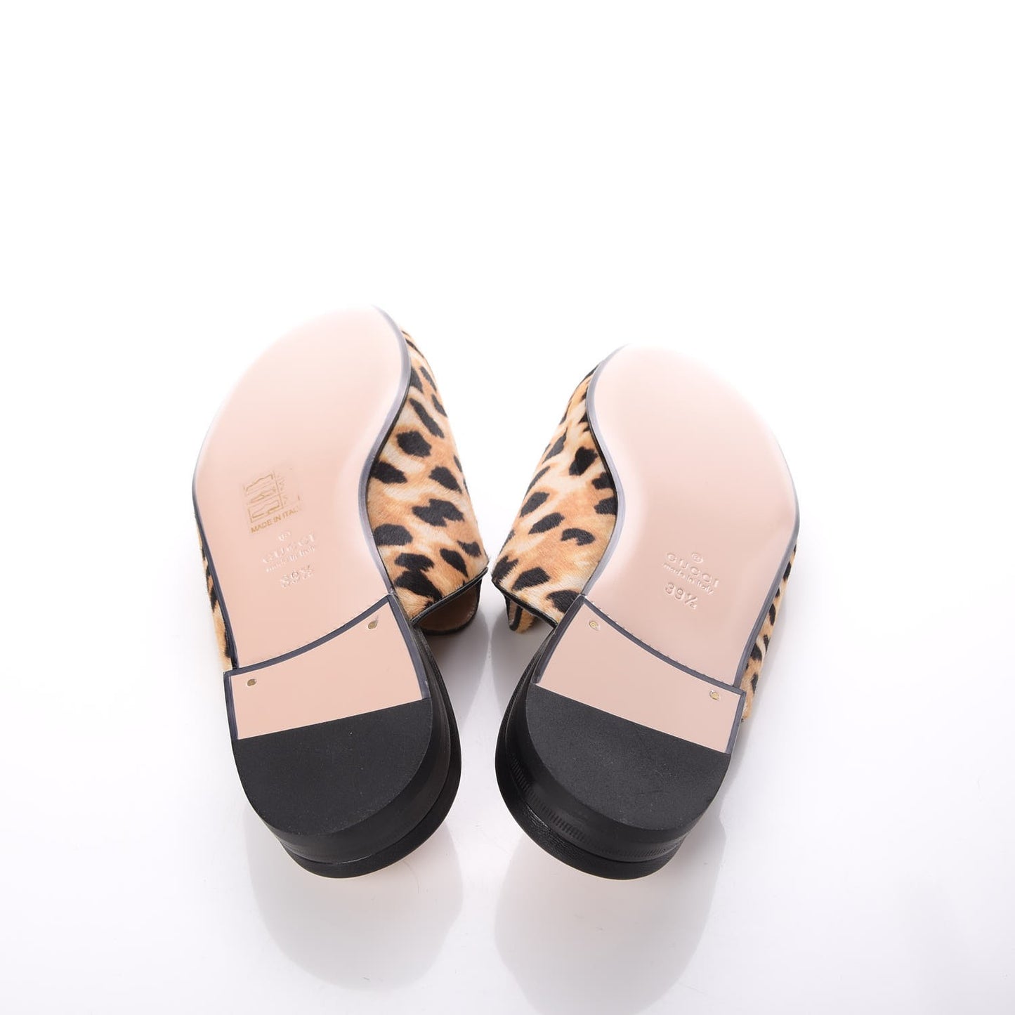 Calf Hair Leopard Print Womens Princetown Slippers 39.5 Naturale Black