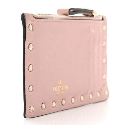 Valentino Garavani Calfskin Rockstud Coin Case Card Holder Water Rose 3 of 9