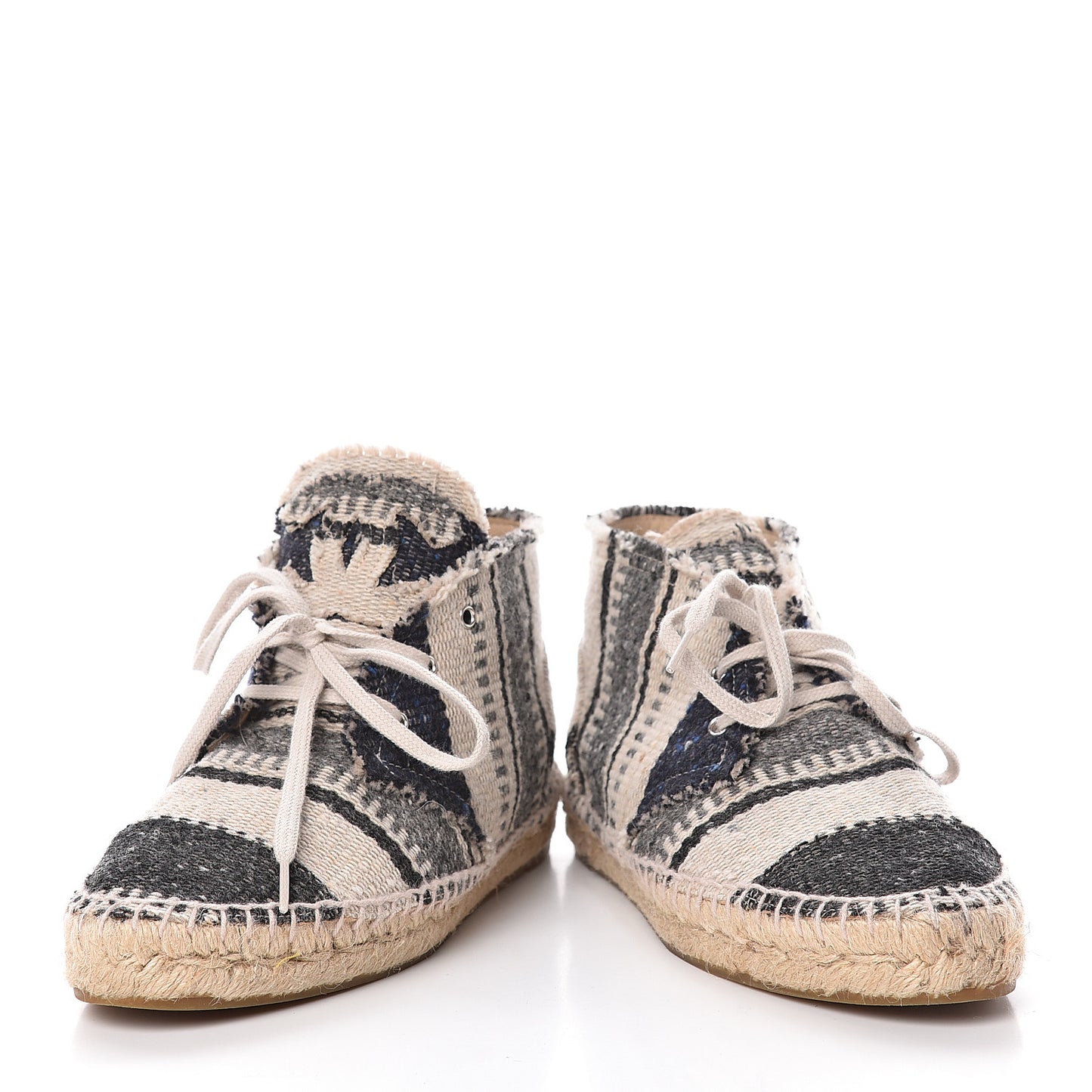 Fabric Lace Up High Top Espadrilles 37 Multicolor
