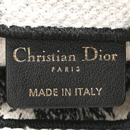 Christian Dior Canvas Toile de Jouy Voyage Embroidered Mini Book Tote Phone Bag White Black 6 of 10