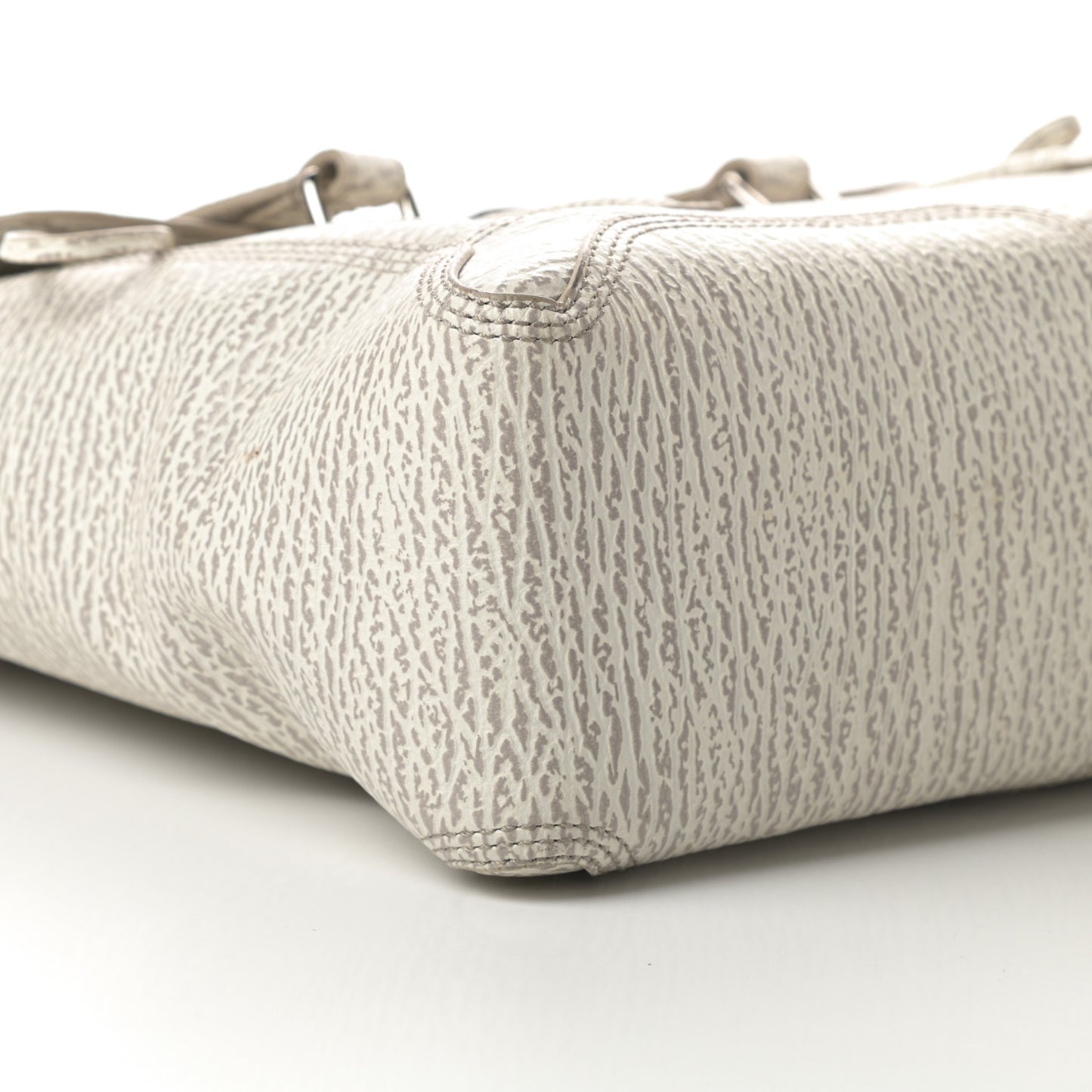 Shark Embossed Textured Calfskin Large Pashli Satchel Ivory Dove