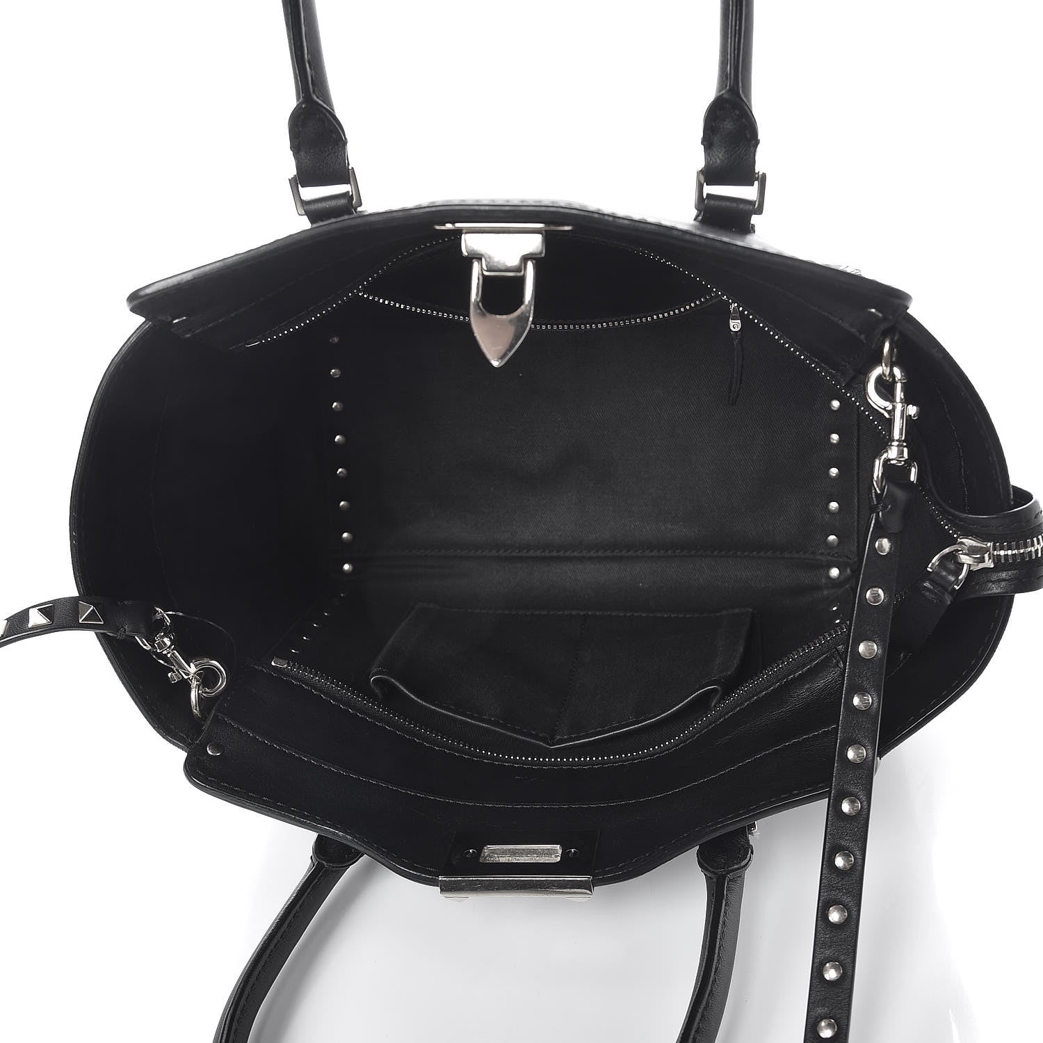 Valentino Garavani Vitello Small Rockstud Double Handle Tote Black 5 of 8