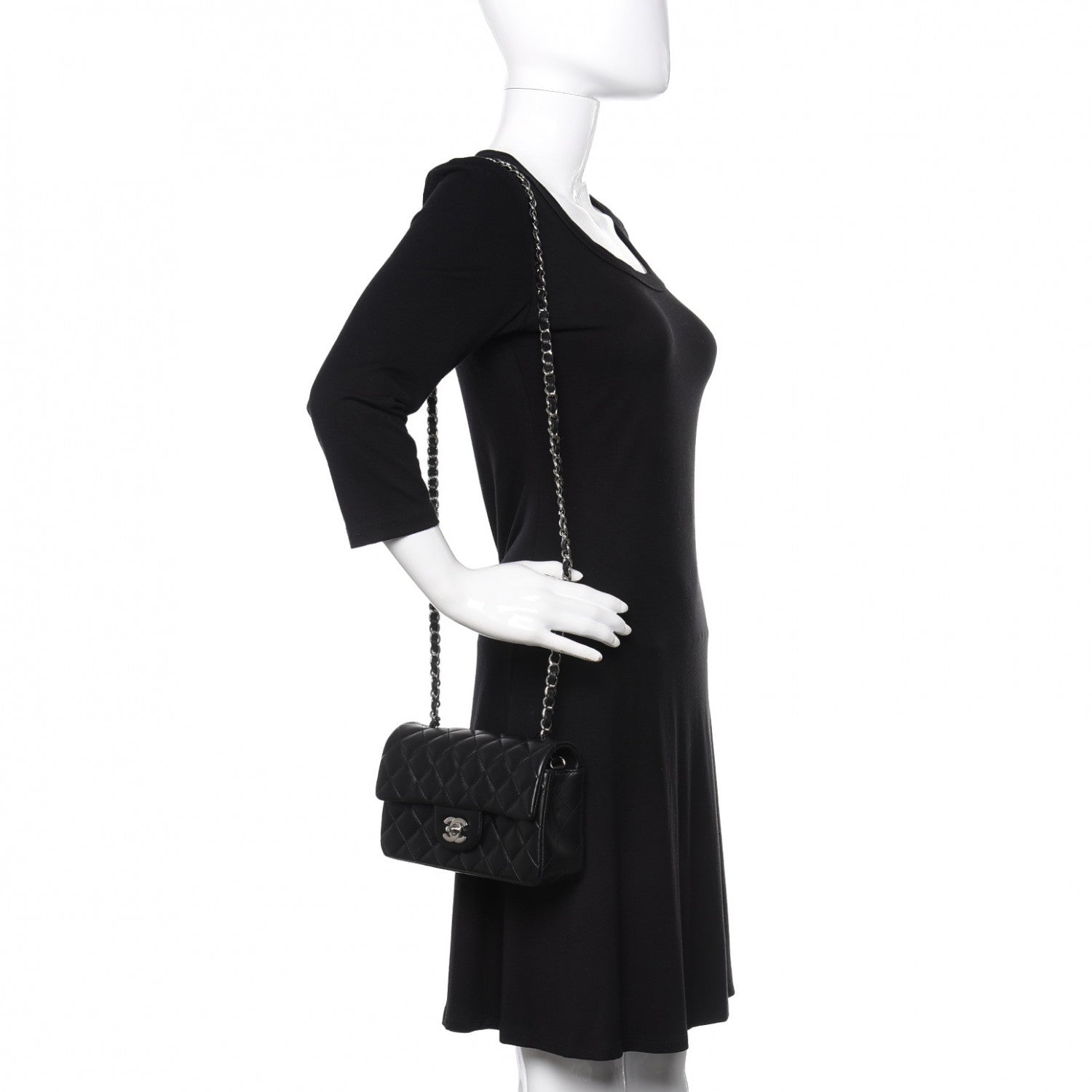 Chanel Lambskin Quilted Mini Rectangular Flap Black 2 of 11