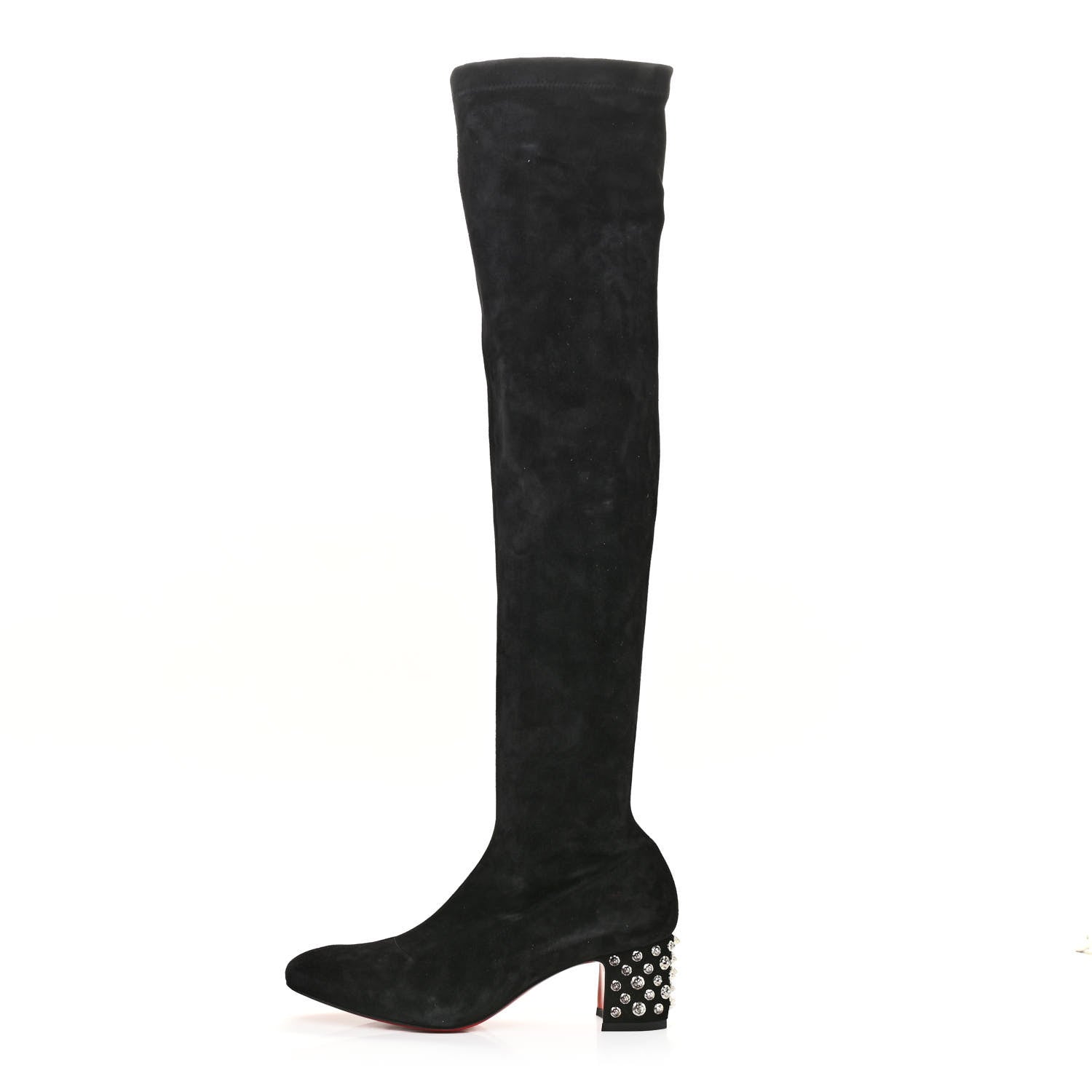 Christian Louboutin Veau Velours Spiked Study Stretch 55 Over The Knee Boots 39 Black 1 of 7