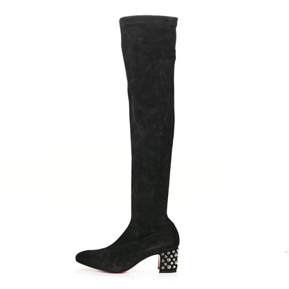 Christian Louboutin Veau Velours Spiked Study Stretch 55 Over The Knee Boots 39 Black 1 of 7