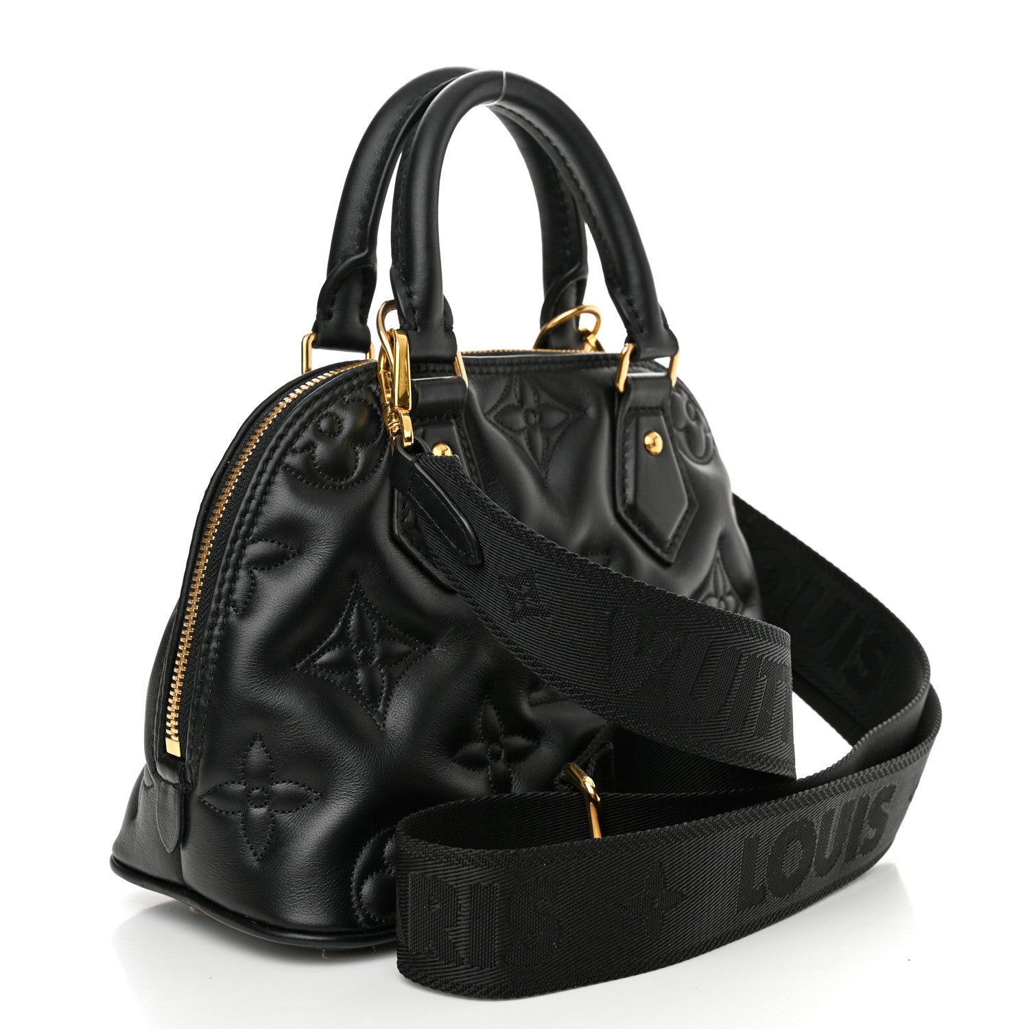 Louis Vuitton Calfskin Bubblegram Alma BB Black 3 of 10