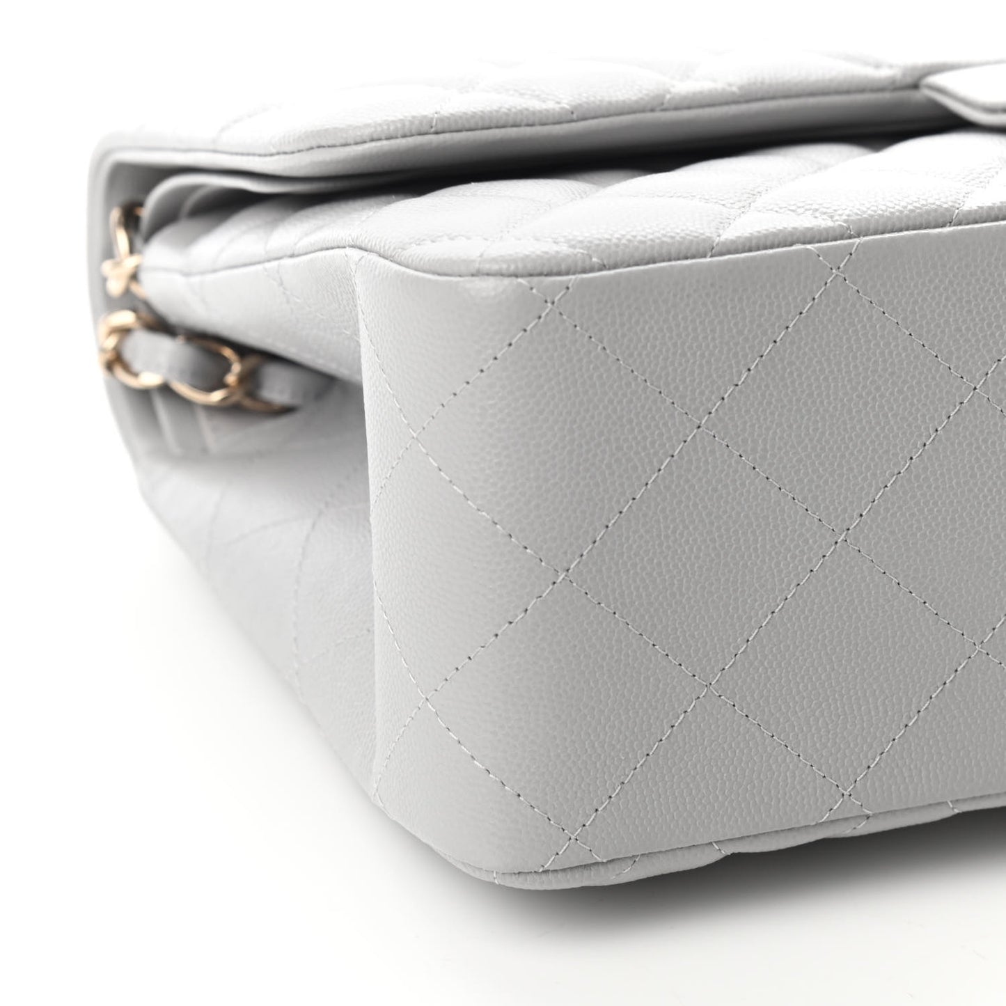 Caviar Quilted Jumbo Double Flap Grey