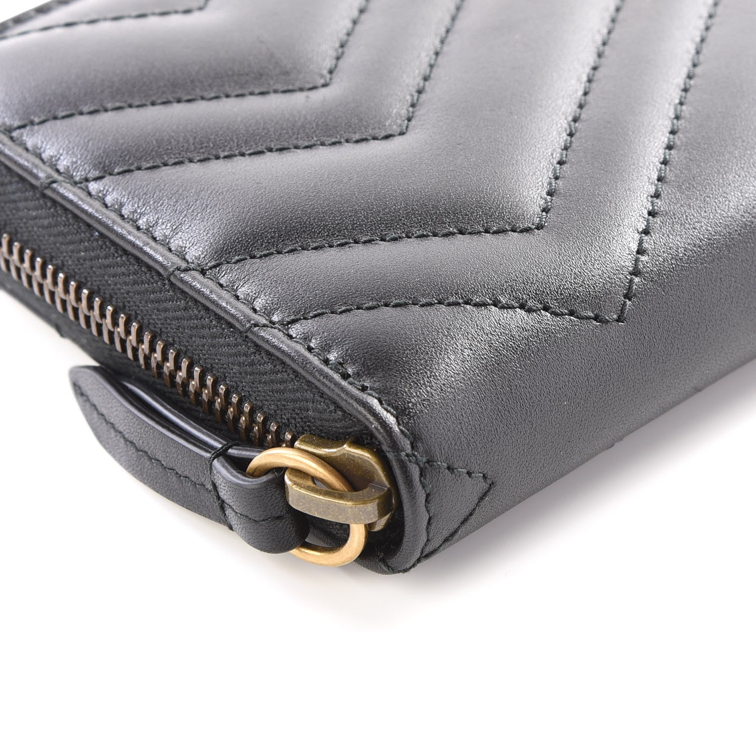 Gucci Calfskin Matelasse GG Marmont Zip Around Wallet Black 5 of 11