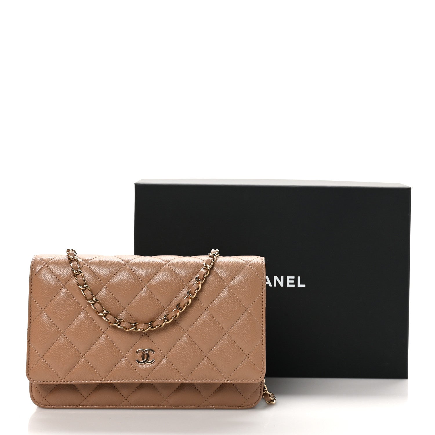 Chanel Caviar Quilted Wallet on Chain WOC Dark Beige 12 of 12