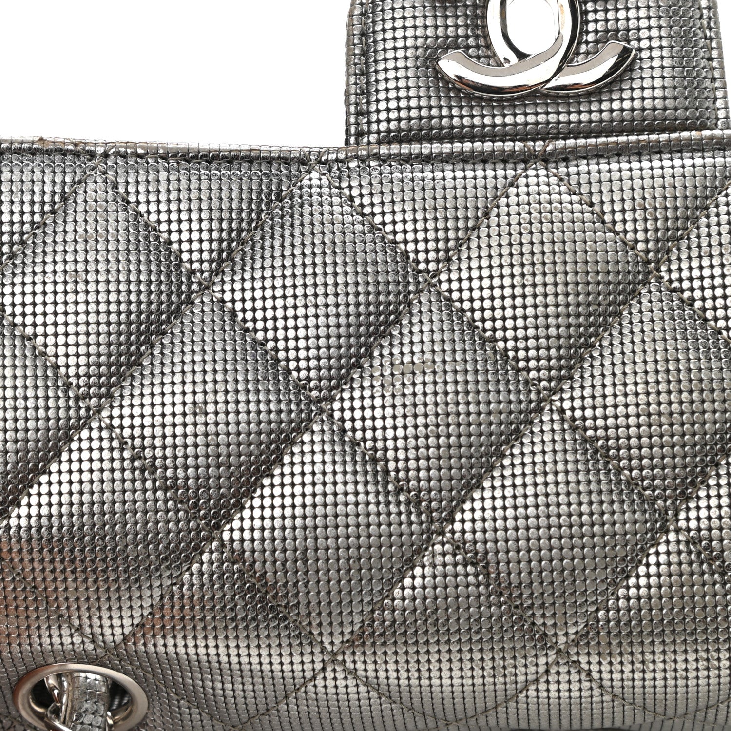 Chanel Metallic Calfskin Quilted Pixel Effect Mini Rectangular Flap Dark Silver 4 of 16