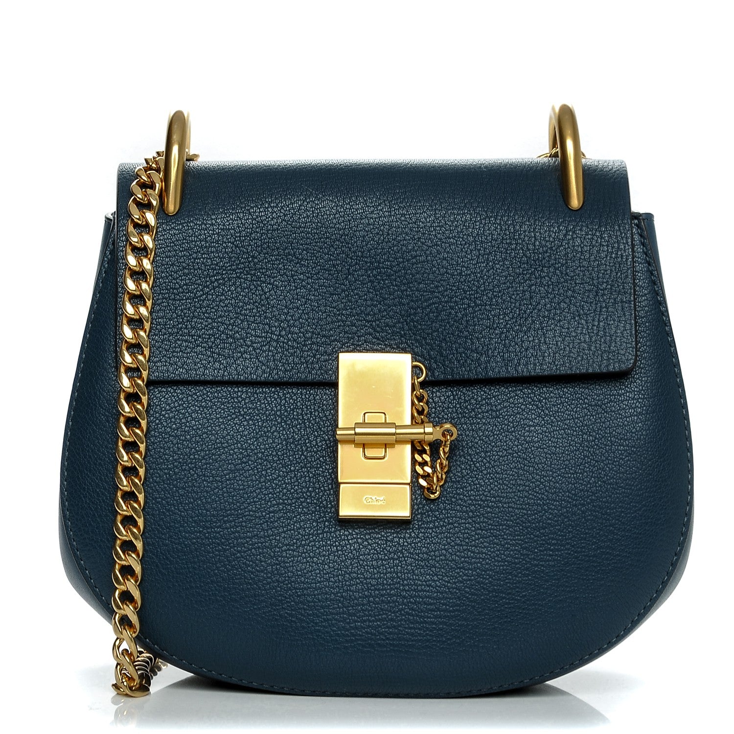 Chloe Grained Lambskin Drew Shoulder Bag Denim Blue 1 of 8