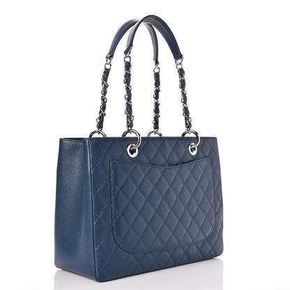 Chanel Caviar Quilted Grand Shopping Tote GST Dark Blue 3 of 8