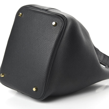 Hermes Taurillon Clemence Matte Alligator Picotin Lock Touch 22 MM Black 7 of 10