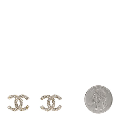 Chanel Crystal Twisted CC Earrings Silver 2 of 5