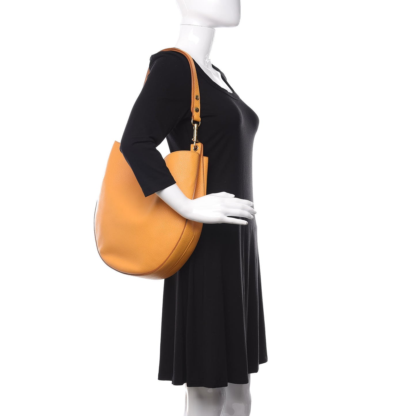 Crisped Calfskin Medium Hobo Bag Saffron