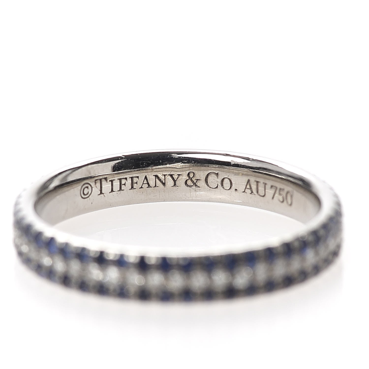 Tiffany 18K White Gold Diamond Blue Sapphire Embrace Ring 50 5.25 4 of 6