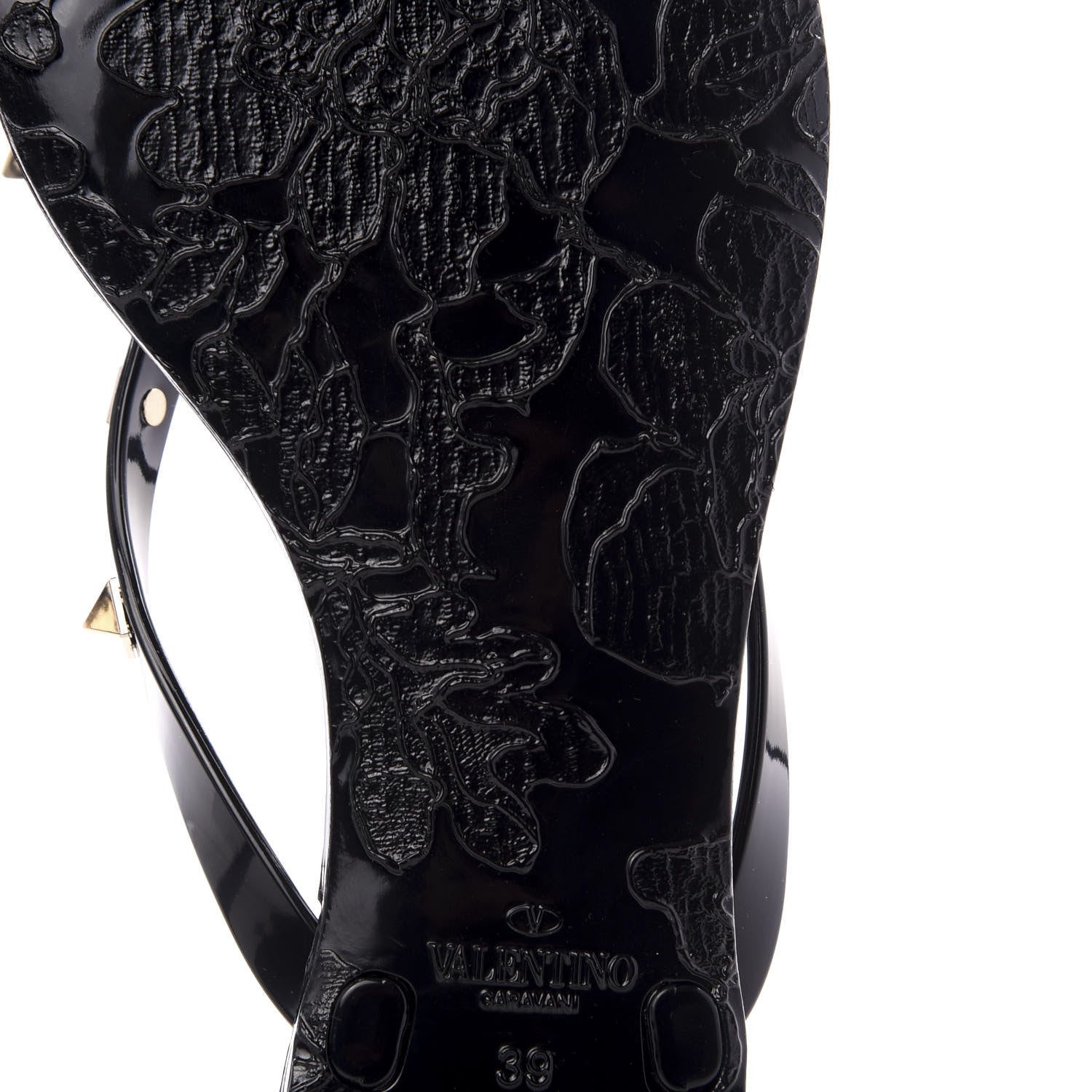 Valentino Garavani PVC Jelly Rockstud Bow Thong Sandals 39 Black 8 of 9