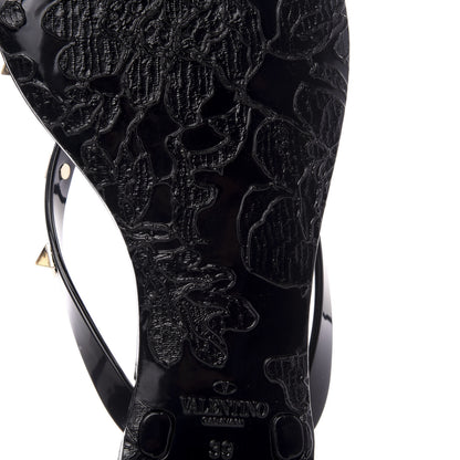 Valentino Garavani PVC Jelly Rockstud Bow Thong Sandals 39 Black 8 of 9