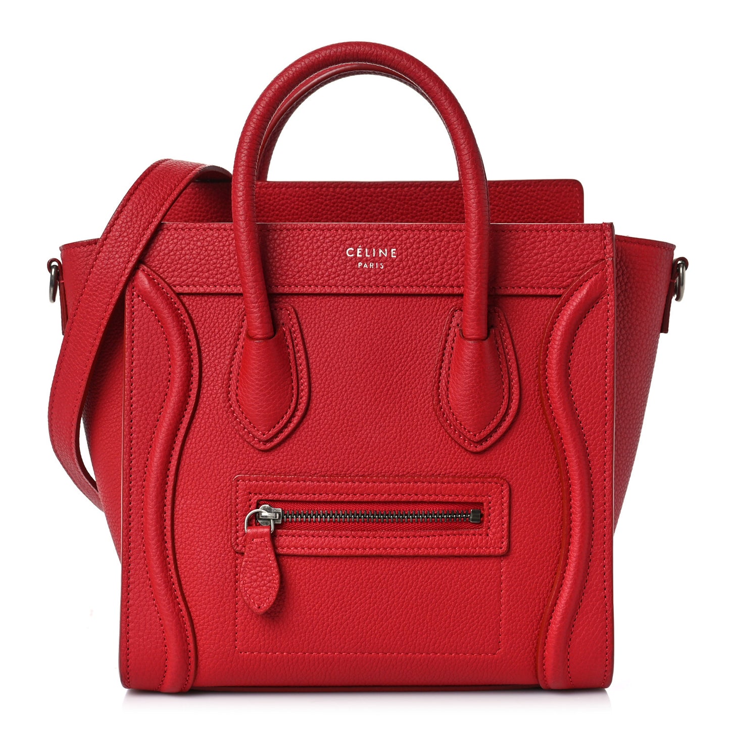 Drummed Calfskin Nano Luggage Red