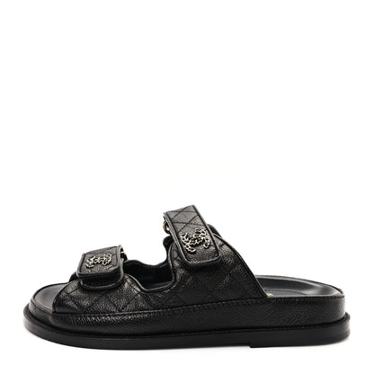 Chanel Grained Calfskin Velcro Dad Sandals 35 Black 1 of 11