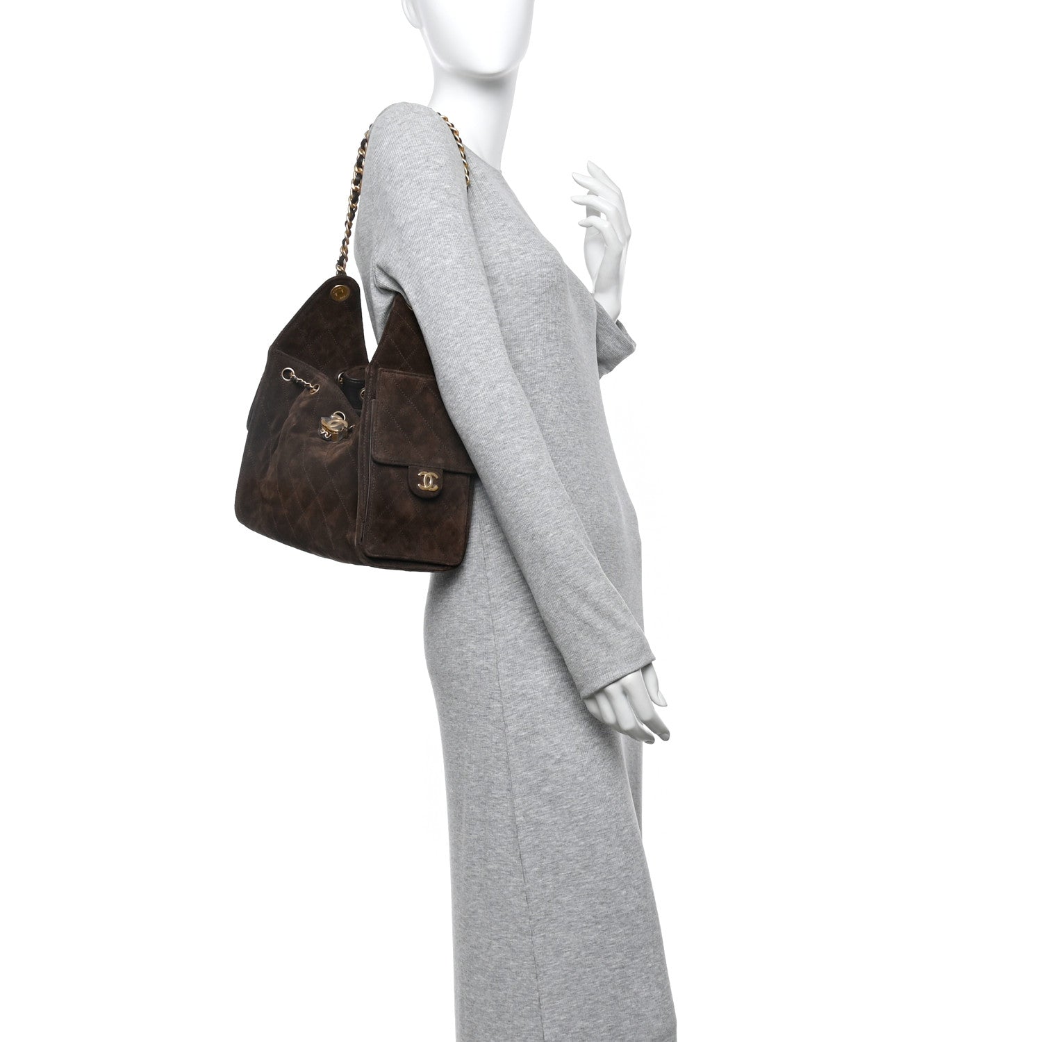 Chanel Suede Quilted Small Chanel 25 Handbag Dark Brown 2 of 12