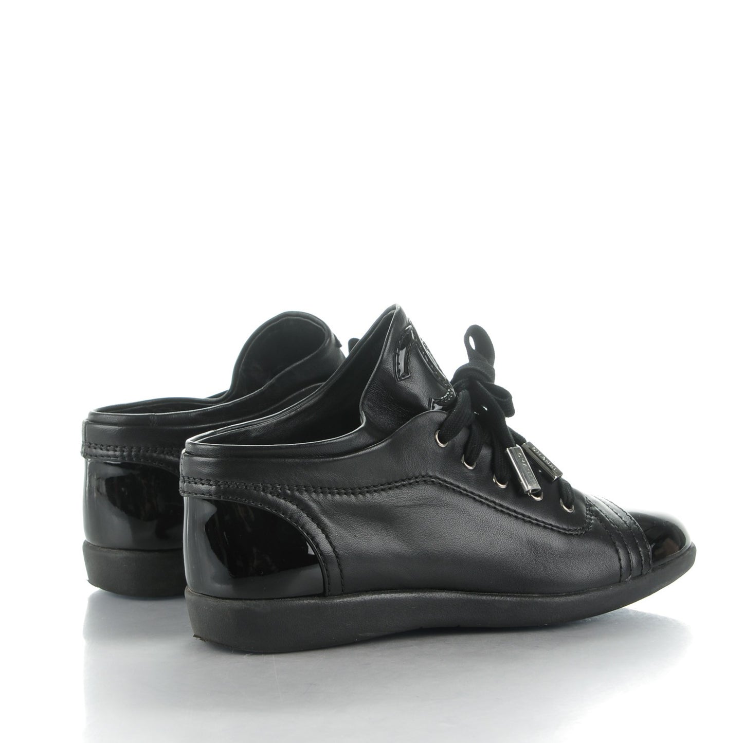 Lambskin Patent Cap Toe CC Sneakers 35.5 Black