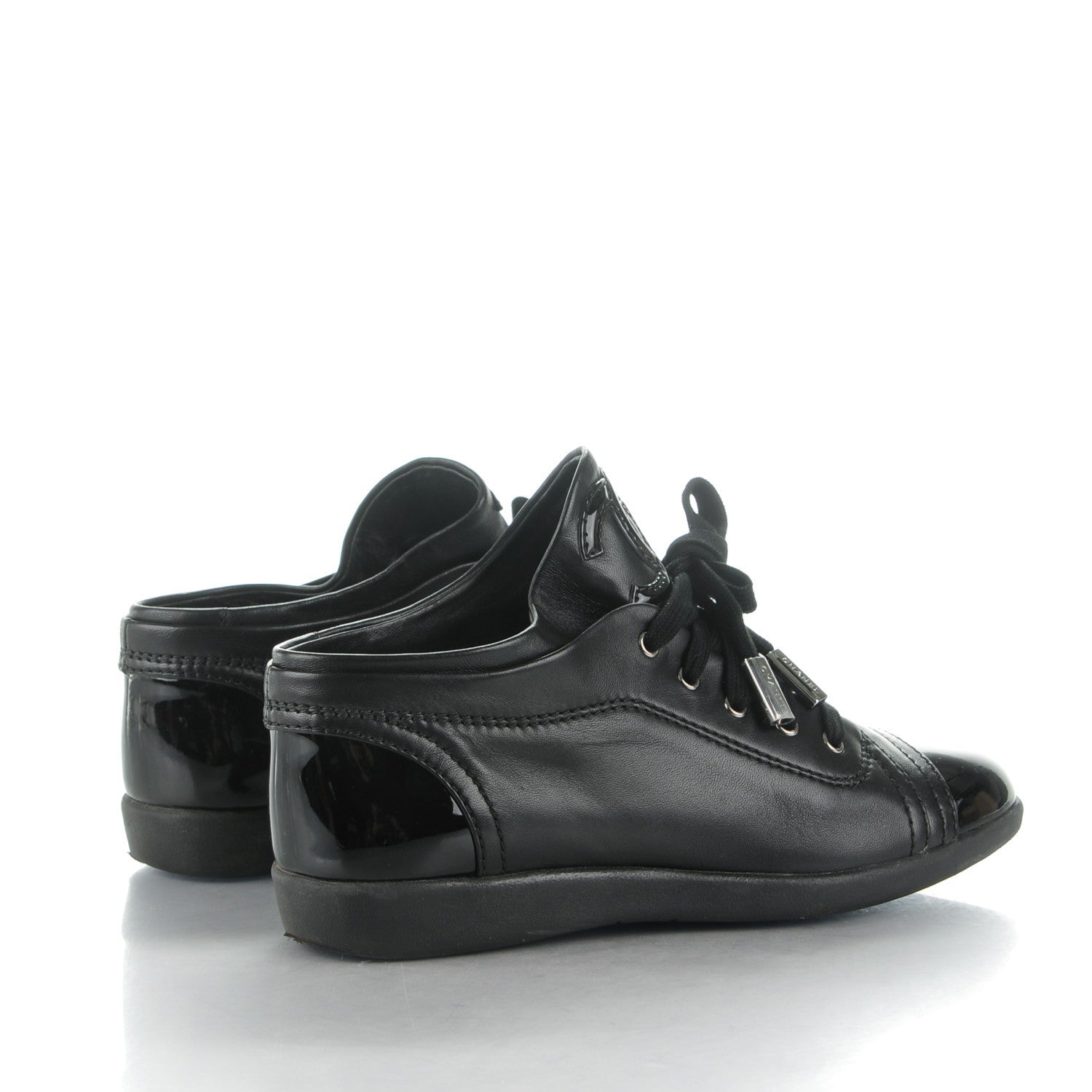 Chanel Lambskin Patent Cap Toe CC Sneakers 35.5 Black 4 of 7