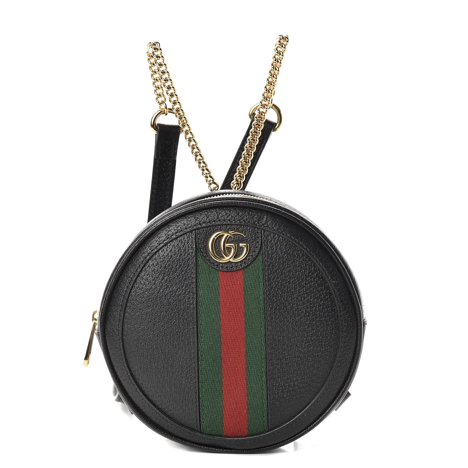 Gucci Grained Calfskin Web Mini Ophidia Round Backpack Black 1 of 13