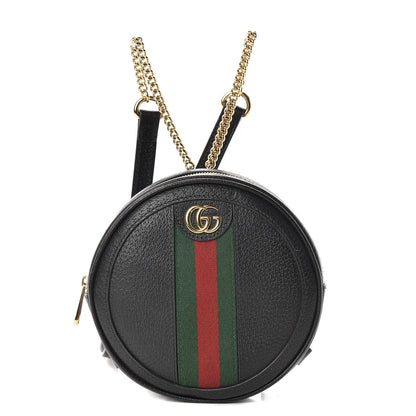 Gucci Grained Calfskin Web Mini Ophidia Round Backpack Black 1 of 13