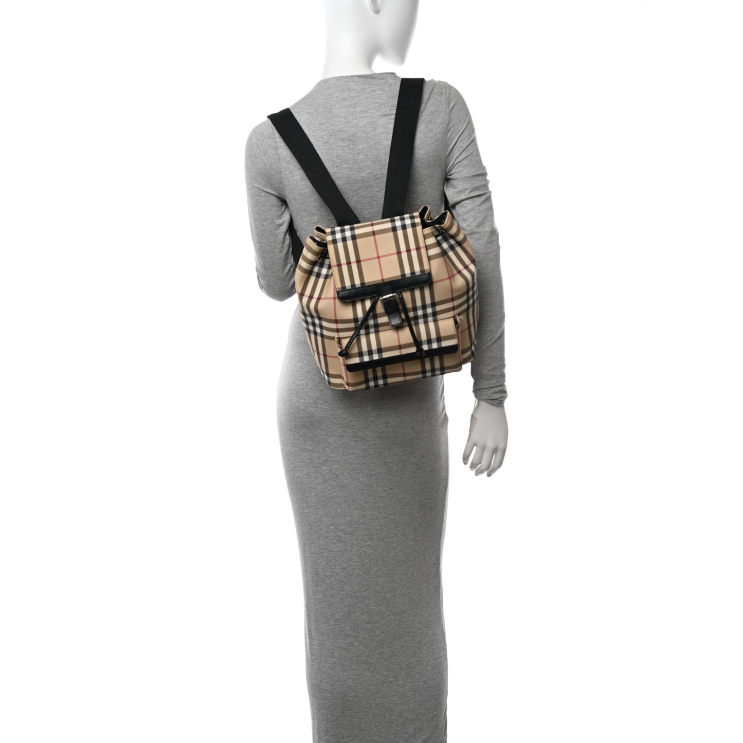 House Check Drawstring Backpack Black