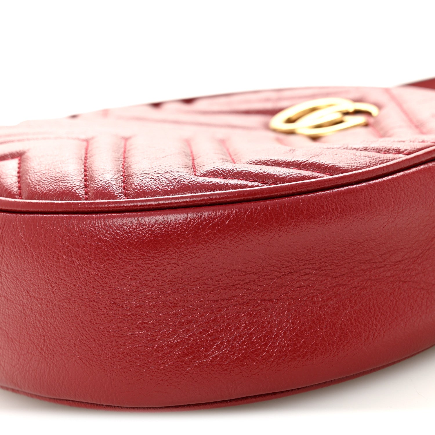 Gucci Glazed Calfskin Matelasse Heart Mini GG Marmont Round Shoulder Bag Romantic Cerise 10 of 10