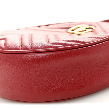 Gucci Glazed Calfskin Matelasse Heart Mini GG Marmont Round Shoulder Bag Romantic Cerise 10 of 10