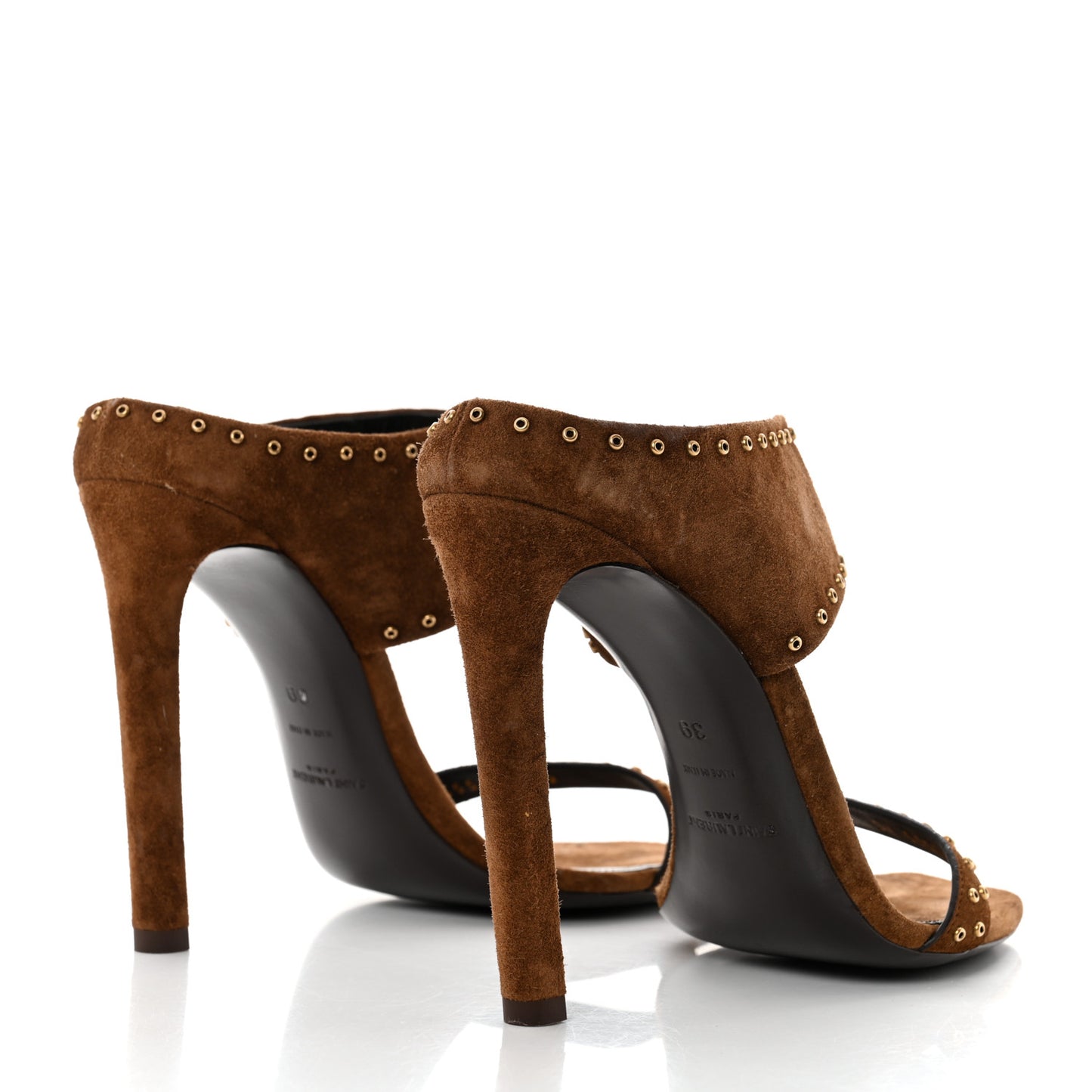 Suede Mica Stud Mule Sandals 39 Brown