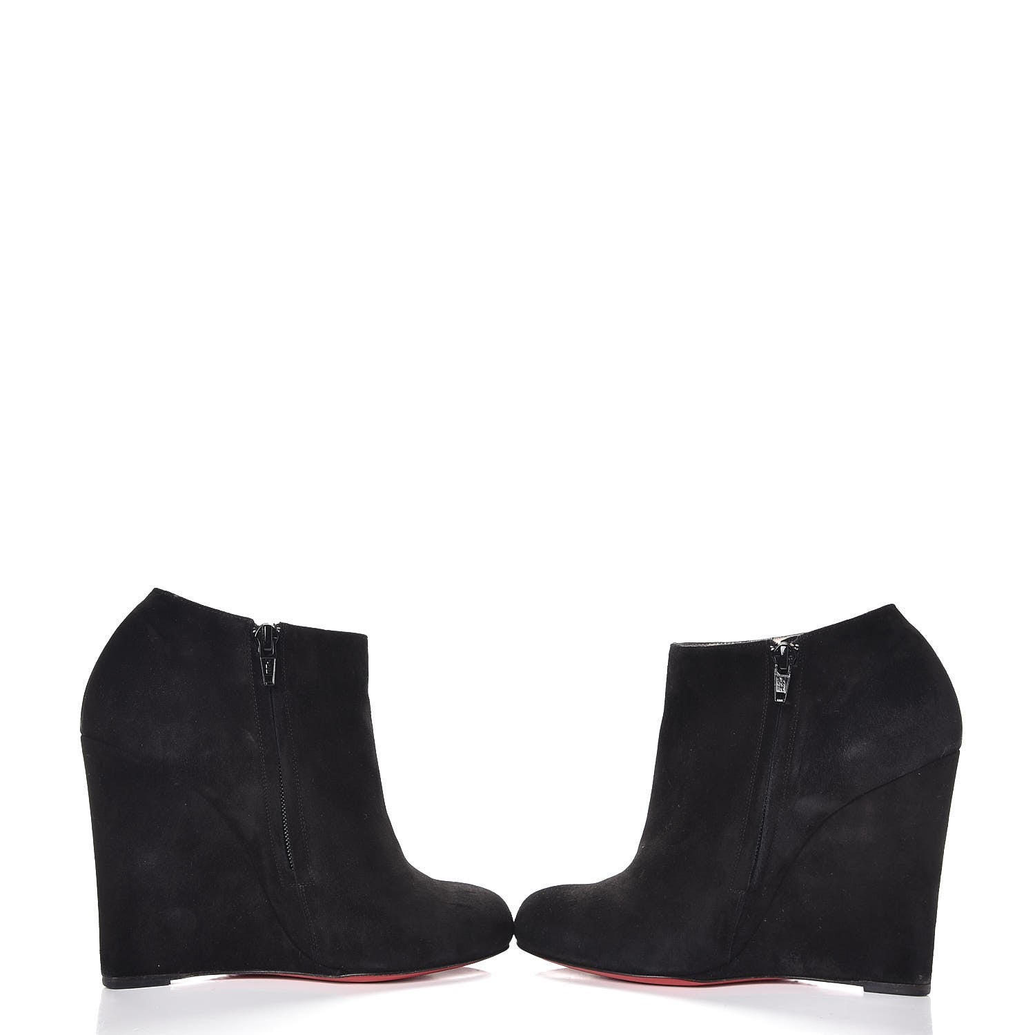 Christian Louboutin Suede Belle Zeppa 100 Wedge Ankle Boots 38.5 Black 5 of 9