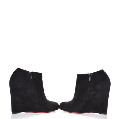 Christian Louboutin Suede Belle Zeppa 100 Wedge Ankle Boots 38.5 Black 5 of 9