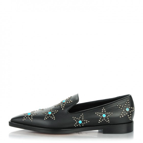 Nappa Star Studded Cabochon Loafers 39 Black