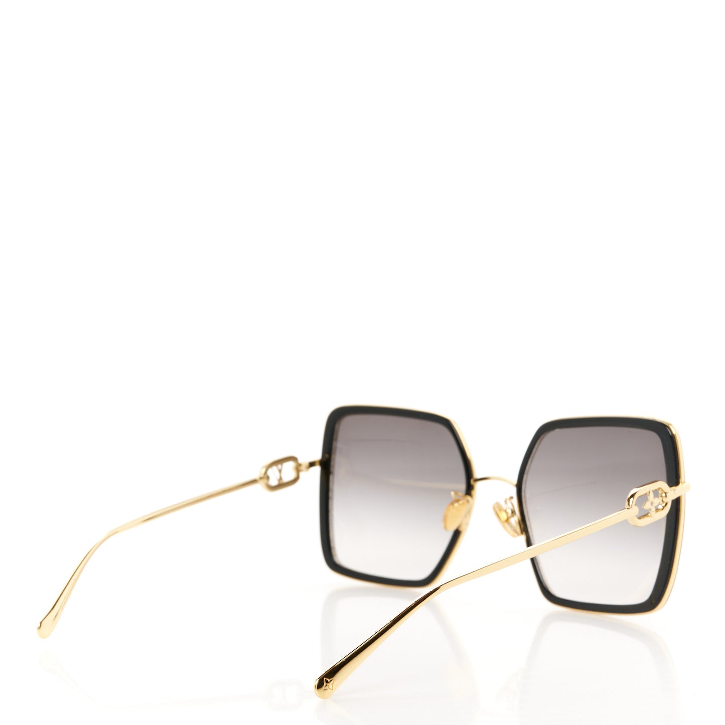 Metal LV Link One Square Sunglasses Z1774E Black Glitter