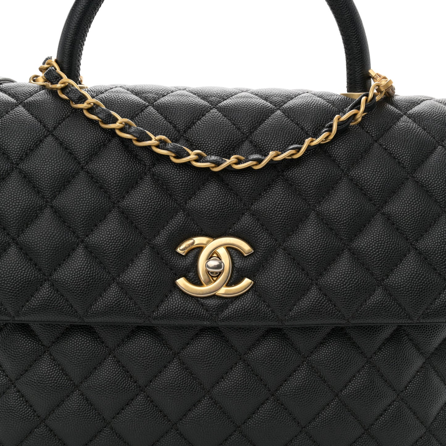 Caviar Quilted Medium Coco Handle Flap Black