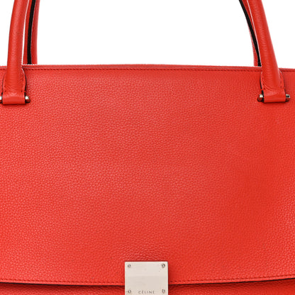 Celine Drummed Calfskin Suede Double Zip Trapeze Vermillion 9 of 19
