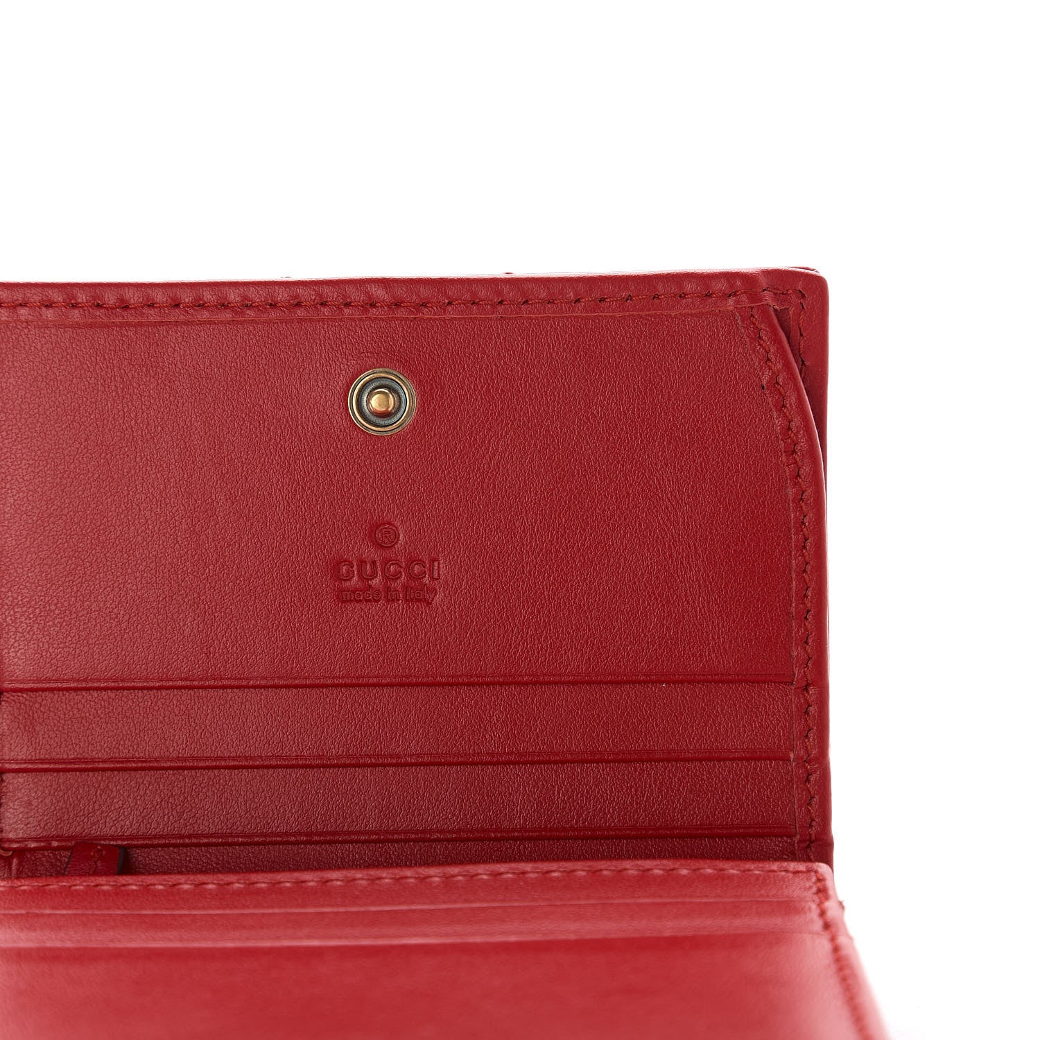 Gucci Calfskin Matelasse GG Marmont Card Case Wallet Hibiscus Red 9 of 9