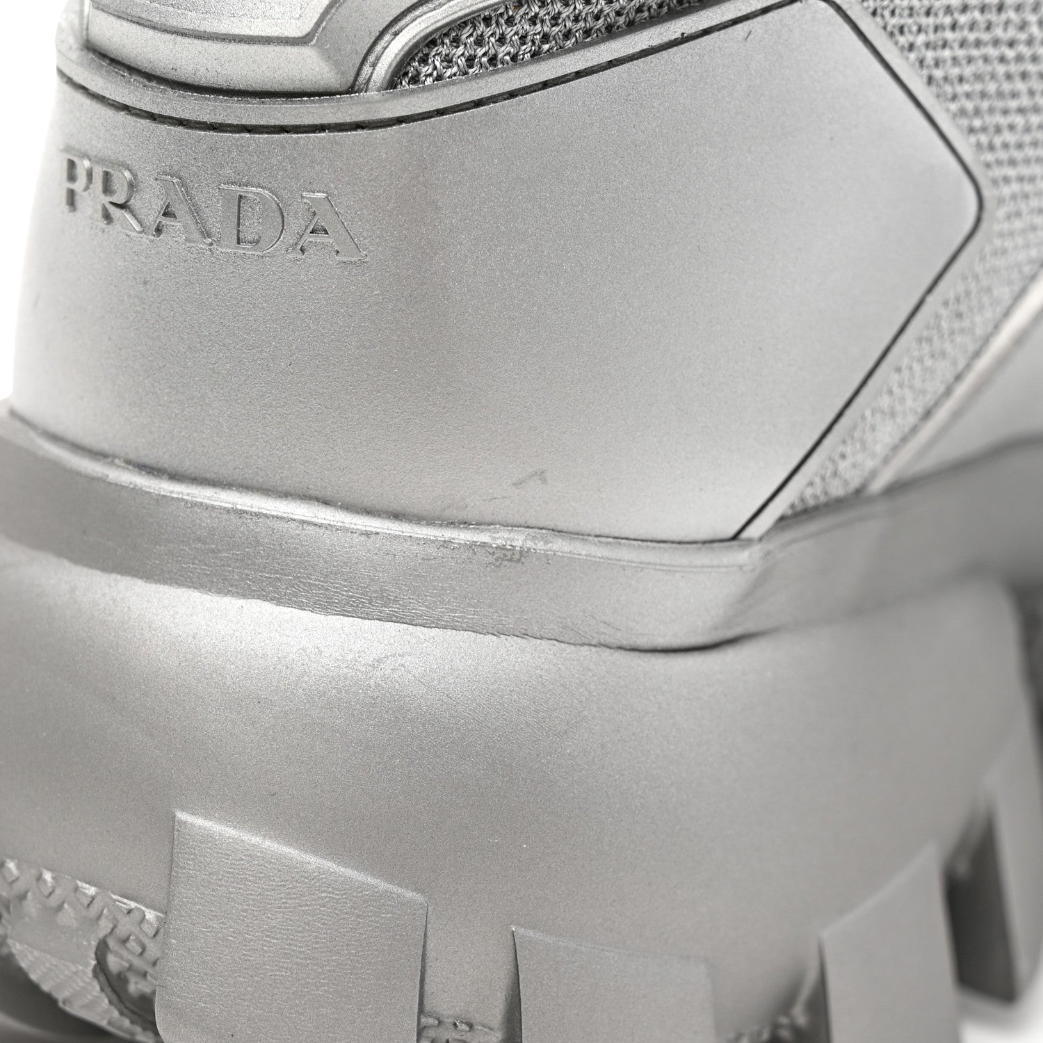 Prada Rubber Technical Knit Fabric Cloudbust Thunder Sneakers 40 Argento 11 of 17