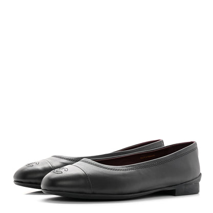 Chanel Lambskin Cap Toe CC Ballerina Flats 40 Black 3 of 15