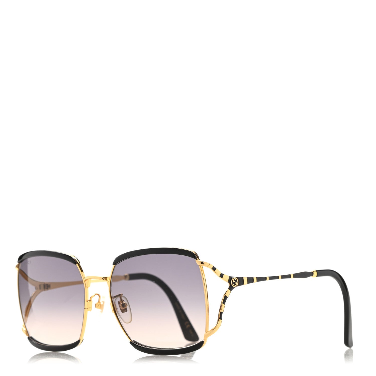 Gucci Metal Square Frame GG0593SK Sunglasses Gold Black 1 of 8