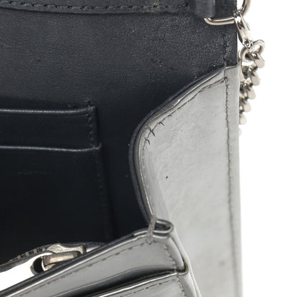 Christian Dior Metallic Patent Micro-Cannage Diorama Wallet on Chain Pouch Silver 10 of 12