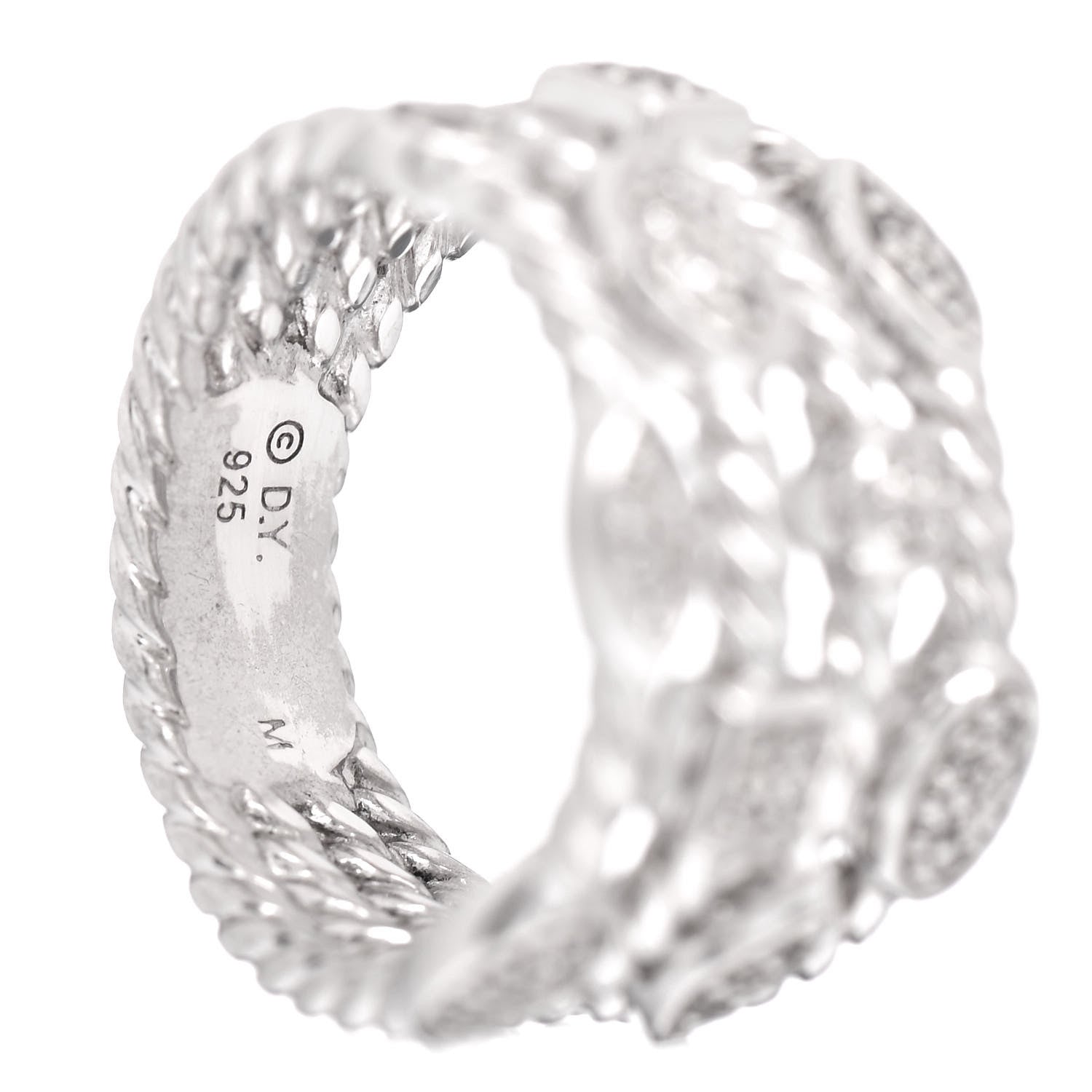 David Yurman Sterling Silver Diamond Confetti 4 Row Ring 52 6 5 of 5