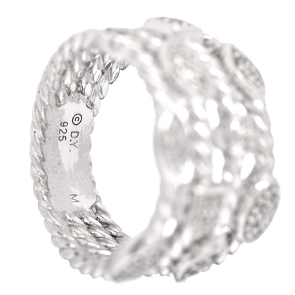 David Yurman Sterling Silver Diamond Confetti 4 Row Ring 52 6 5 of 5