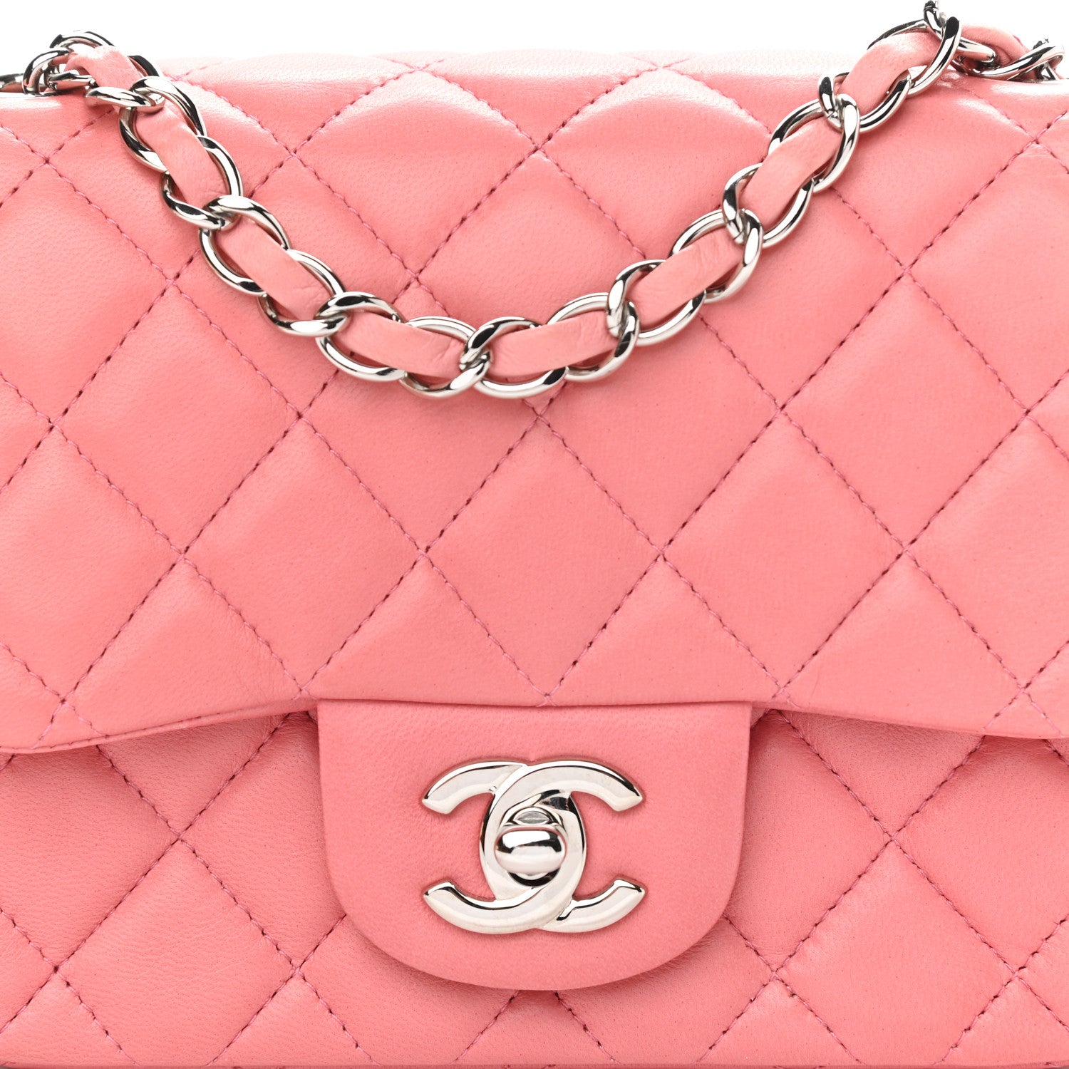 Chanel Lambskin Quilted Mini Square Flap Pink 8 of 10