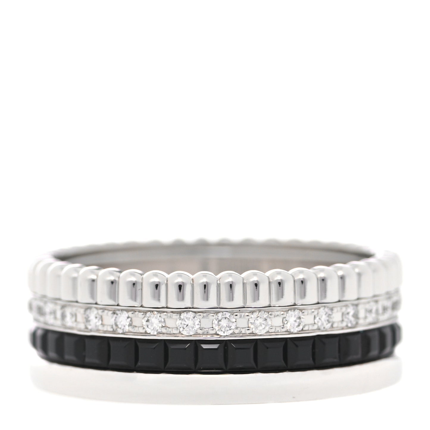 18K White Gold PVD Diamond Small Quatre Black Edition Ring 52 6
